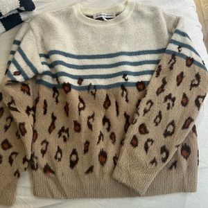 Cupcakes & Cashmere Cheetah Striped sweater